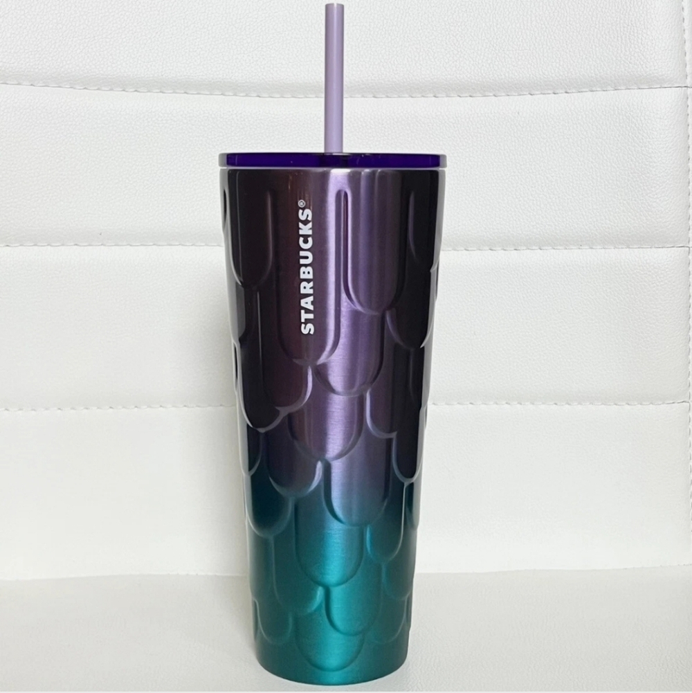 Starbucks Purple Teal Ombre Mermaid Tumbler with Purple Lid